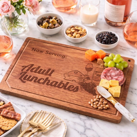 Hand Crafted Other - 2/$50 Adult Lunchables Engraved Wooden Charcuterie Board Wine Cheese